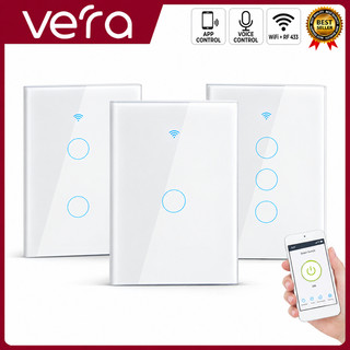 Tuya Smart Life สวิตช์ไฟ WiFi Touch Sensor สมาร์ทสวิทช์ App รีโมทคอนโทรลไม่มี Neutral Wire 110V 220V