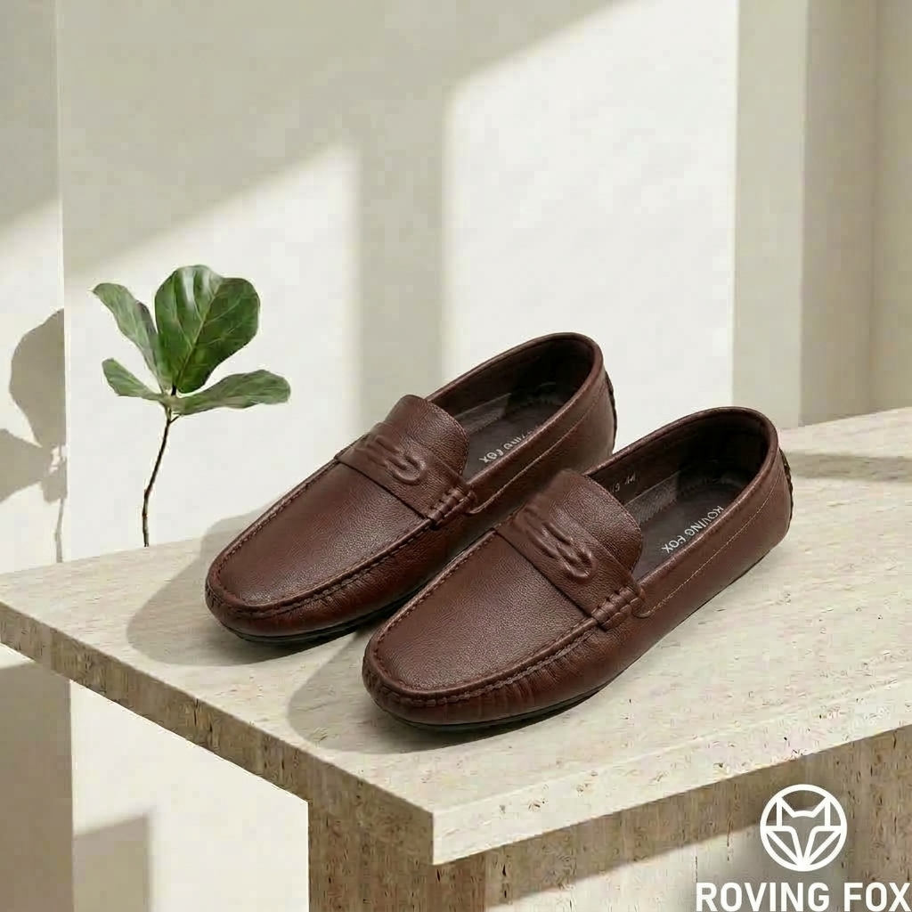 Heavy Shoes حذاء جلد رجالي Roving Fox ‏FC2013 — بني — صورة 2