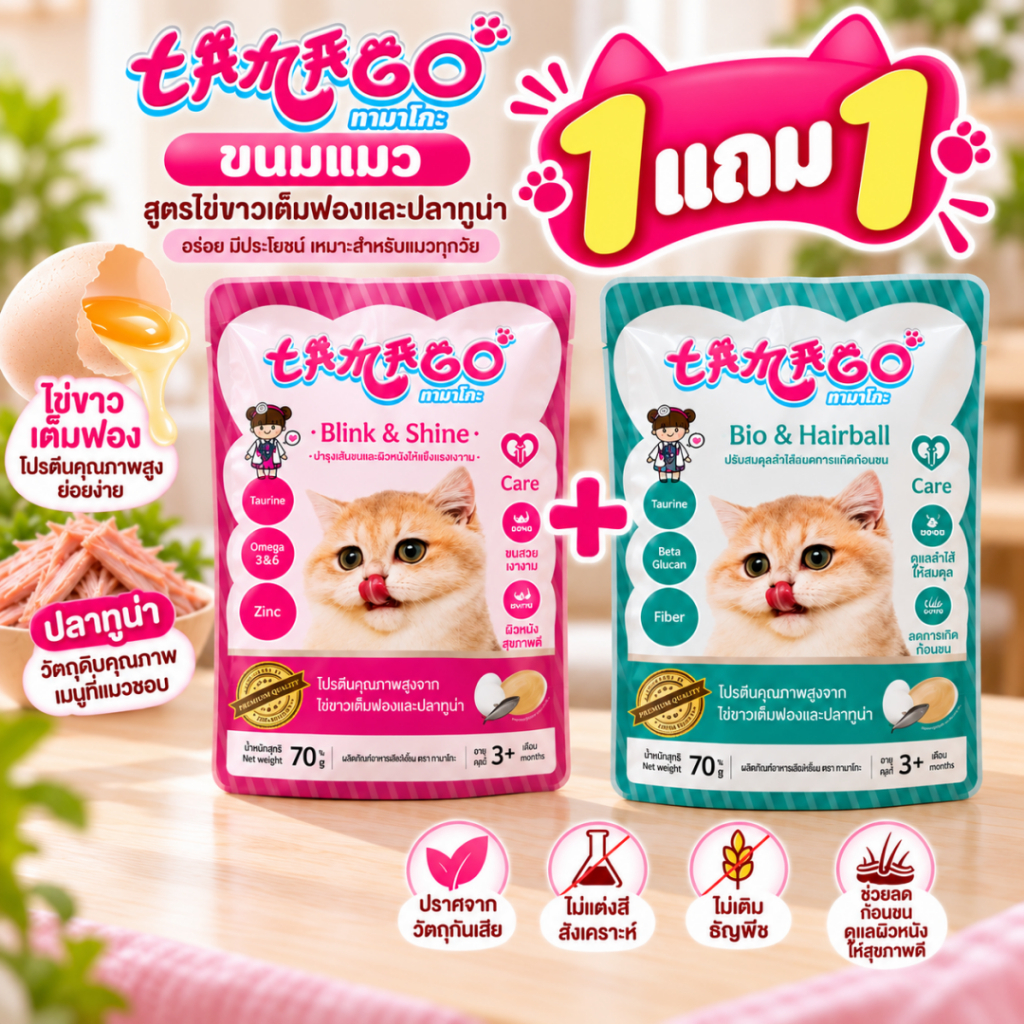 Tamago طعام قطط رطب Jumbo ‏70 غ (1+1) — صورة 8