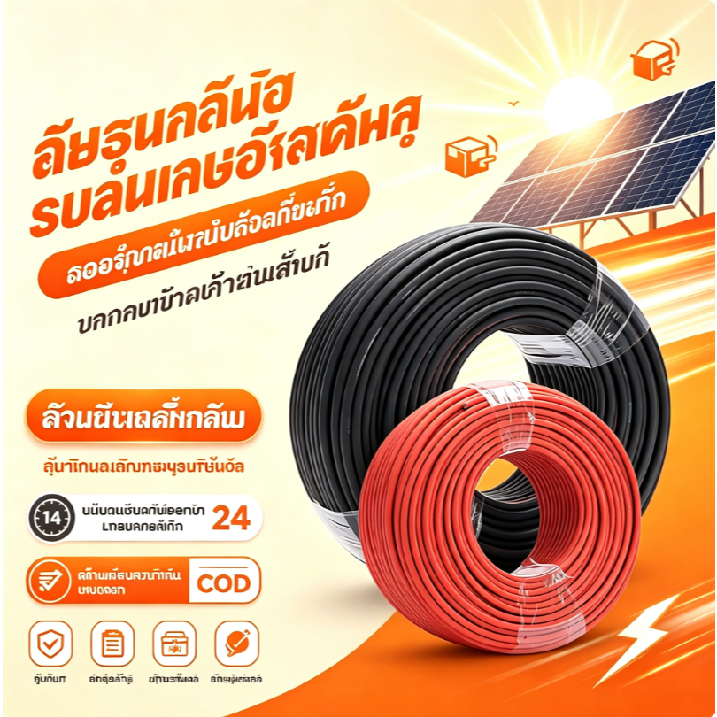 [จัดส่งจากประเทศไทย]สายไฟโซล่าเซลล์ PV 1 ขนาด 4mm แบบยกม้วน