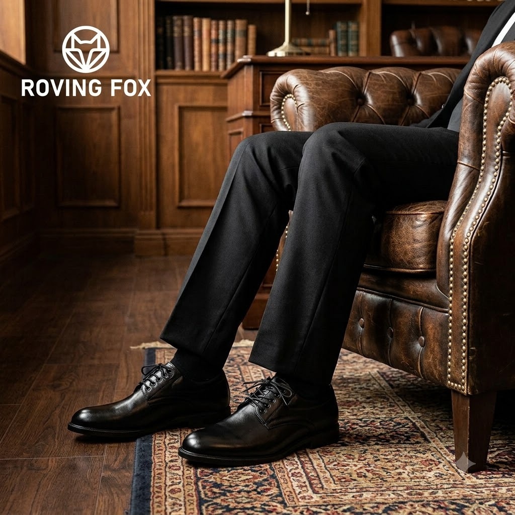 ROVING FOX حذاء رجالي جلد برباط