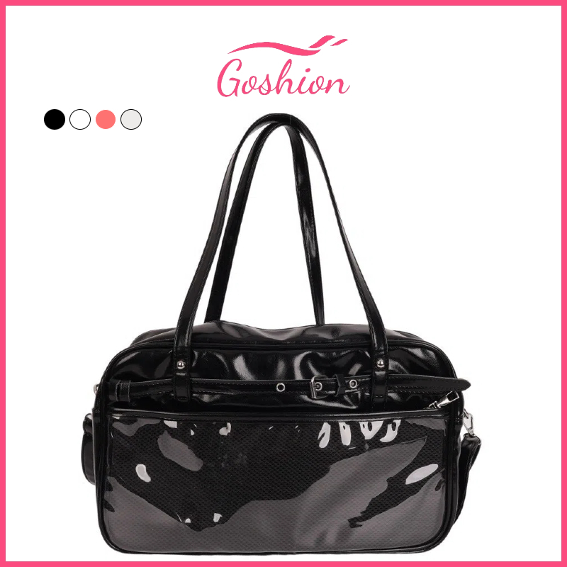 Goshion สไตล์ญี่ปุ่น กระเป๋าสะพายไหล่ รูปร่างน่ารัก ความจุขนาดใหญ่ กระเป๋าหนังสุภาพสตรีพร้อมกระเป๋าใส