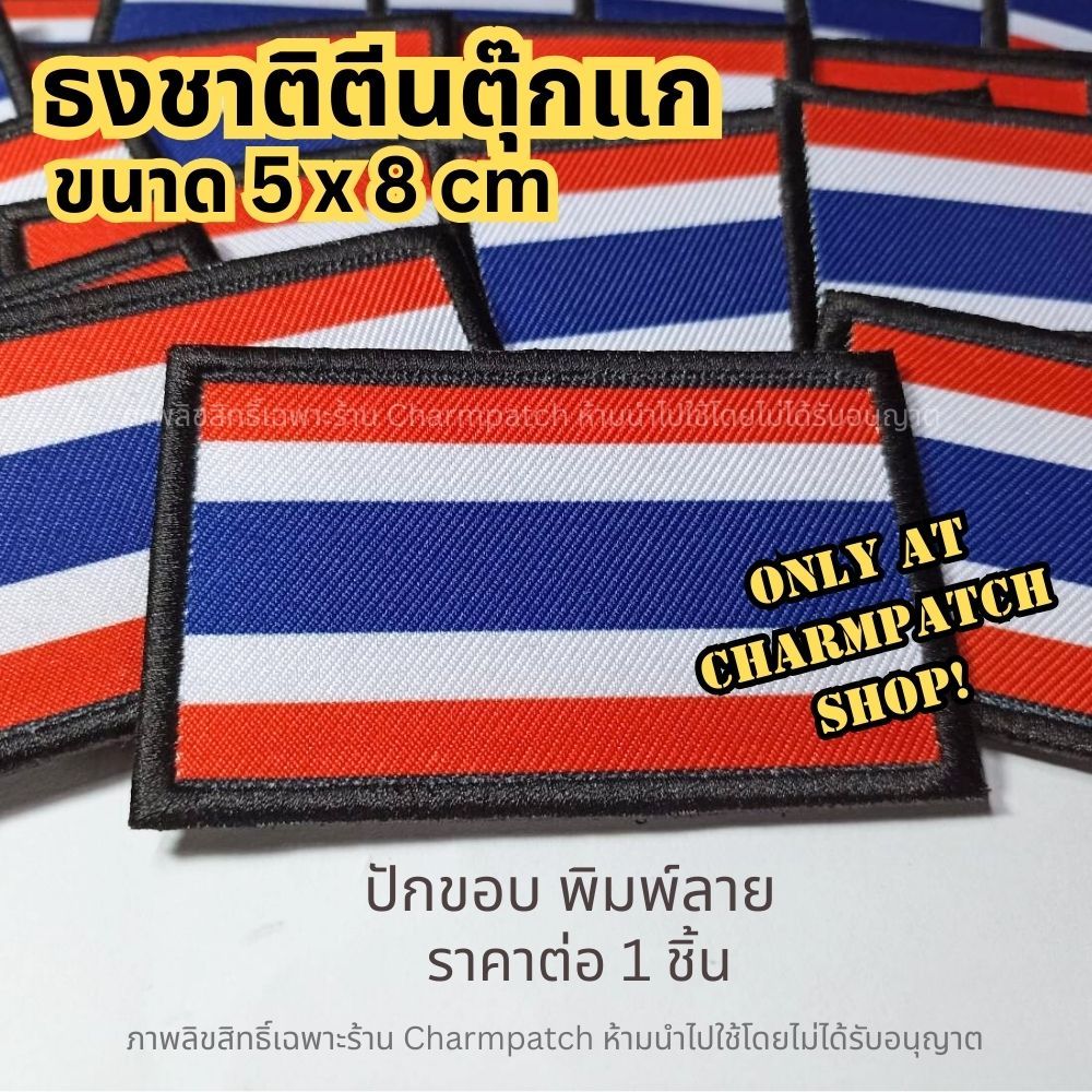 (B) ธงชาติตีนตุ๊กแก ขอบปัก ลายพิมพ์ อาร์มธงชาติไทย อาร์มไฮบริด ธงติดหมวก ธงตีนตุ๊กแก ธงชาติพิมพ์ลาย ราคา ถูกที่สุด ดีลบีเคเค แกลเลอรีภาพที่ 3