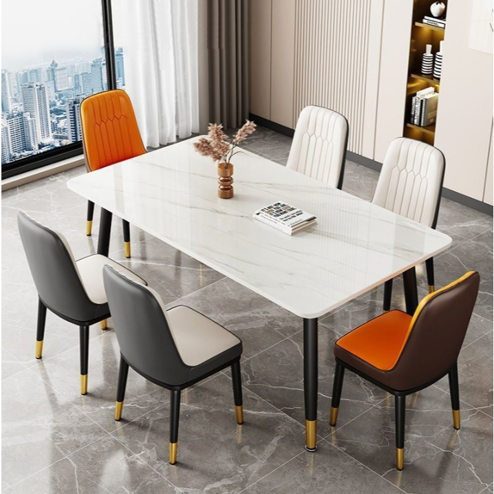 Yifeng โต๊ะรับประทานอาหาร โต๊ะไม้ โครงขาเหล็ก 8878