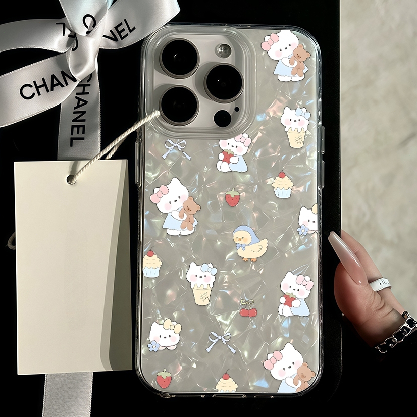 เคสไอโฟน11 16 ลายการ์ตูน โฮโลแกรมเลเซอร์ใสเคสลายเปลือกหอย LBB Case For iPhone 11 12 13 14 15 Pro Max