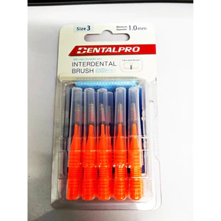 (แบบตรง) Dental pro แปรงซองฟัน (10 ด้าม/pack) มีให้เลือก 5 ขนาด มีปลอกหุ้มแปรงแถมทุกด้าม