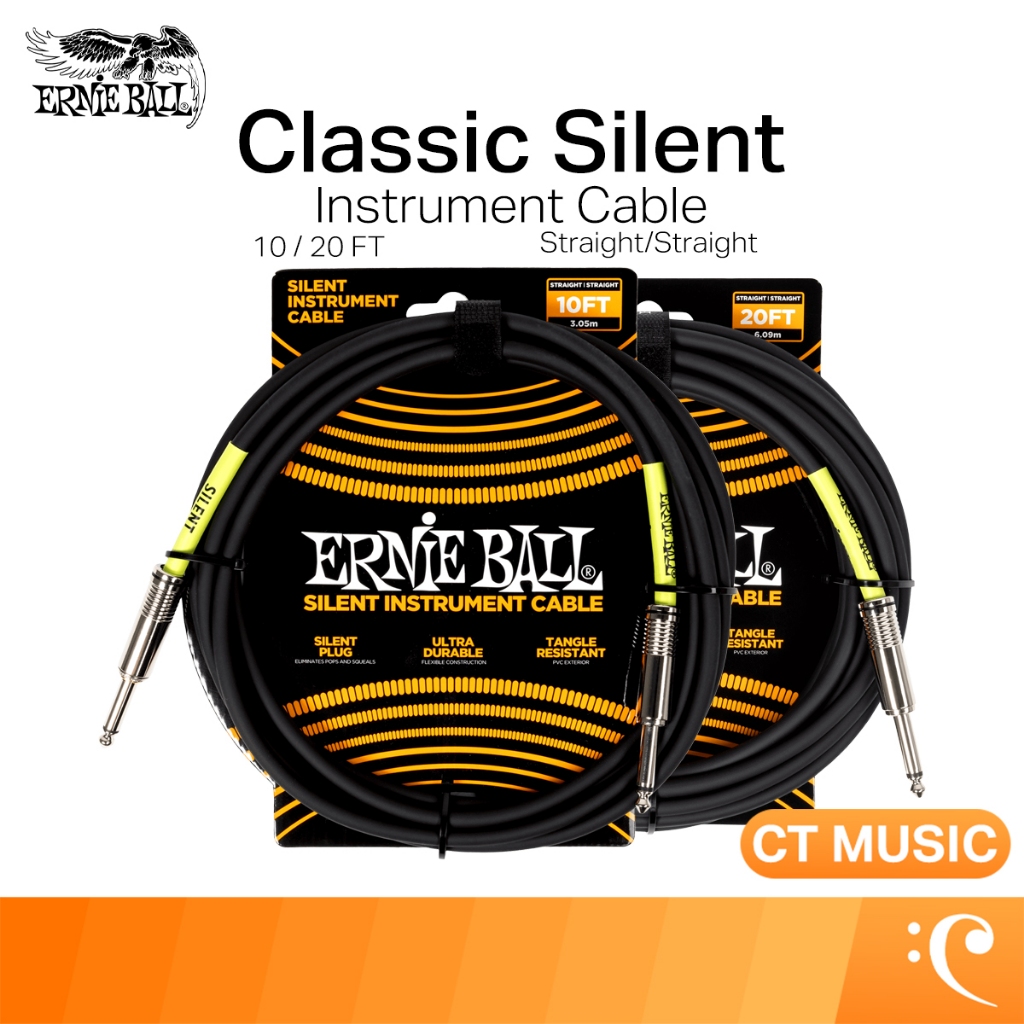 Ernie Ball Classic Silent Instrument Cable, Straight/Straight สายแจ็ค สายแจ็คกีตาร์