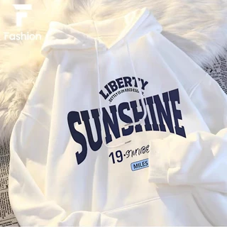 เสื้อฮู้ดผู้หญิงสไตล์เกาหลีตัวอักษรแขนยาวนุ่มสบาย