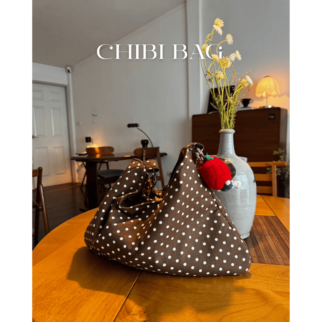 (ไม่ผลิตเพิ่ม)SUNTUDIO l กระเป๋า Chibu Bag กระเป๋าผ้าลายจุด ปรับสายได้ มี 2 ไซส์