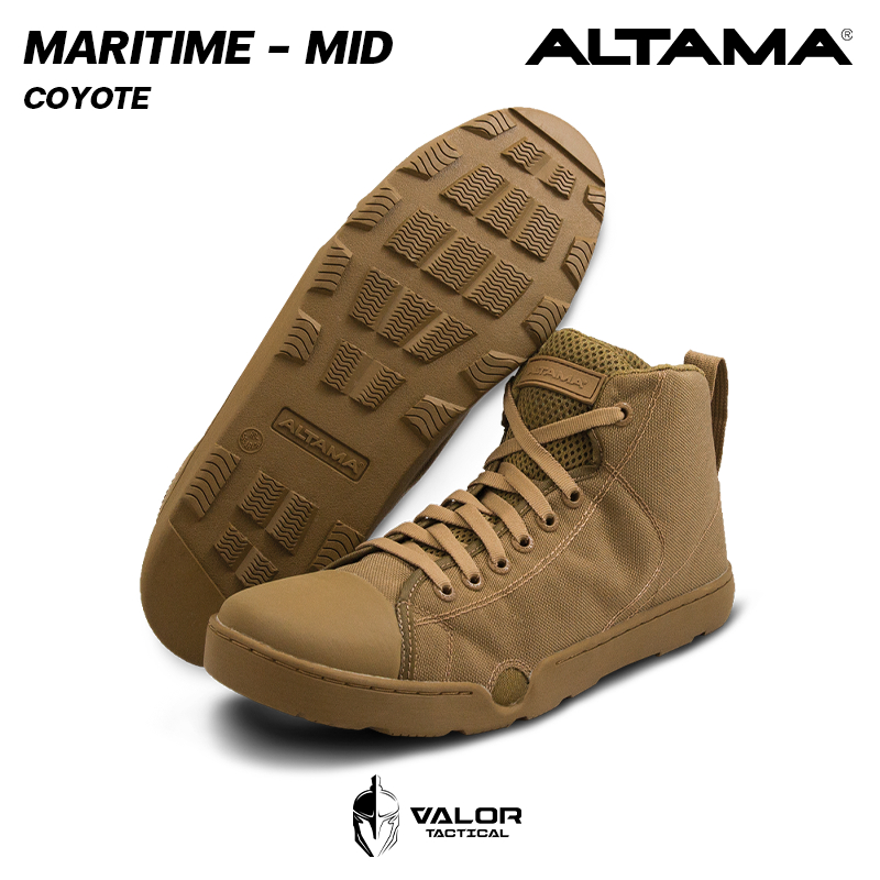 Altama - Maritime Mid Wide [Coyote] รองเท้ายุทธวิธี มีรูระบายน้ำ และที่ล็อกตีนกบ รองเท้าผ้าใบ ผู้ชาย เบา กระชับ คล่องตัว