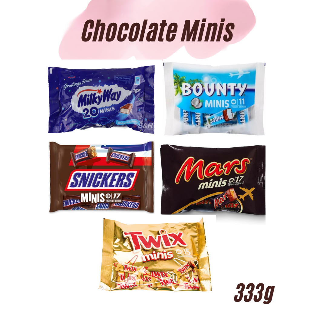 Chocolate Minis (Twix , Snickers , Mars , Bounty , milky way) น้ำหนัก 333 กรัม