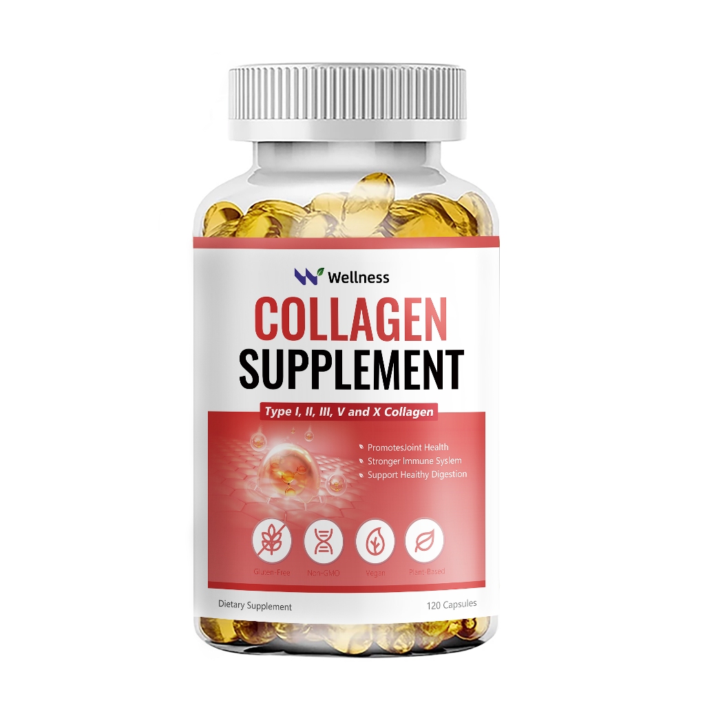 Wellness คอลลาเจน Collagen เพิ่มความขาวกระจ่างใสด้วยกลูตาไธโอนและไบโอติน สําหรับสารต้านอนุมูลอิสระภายในเซลล์ วิตามินซี