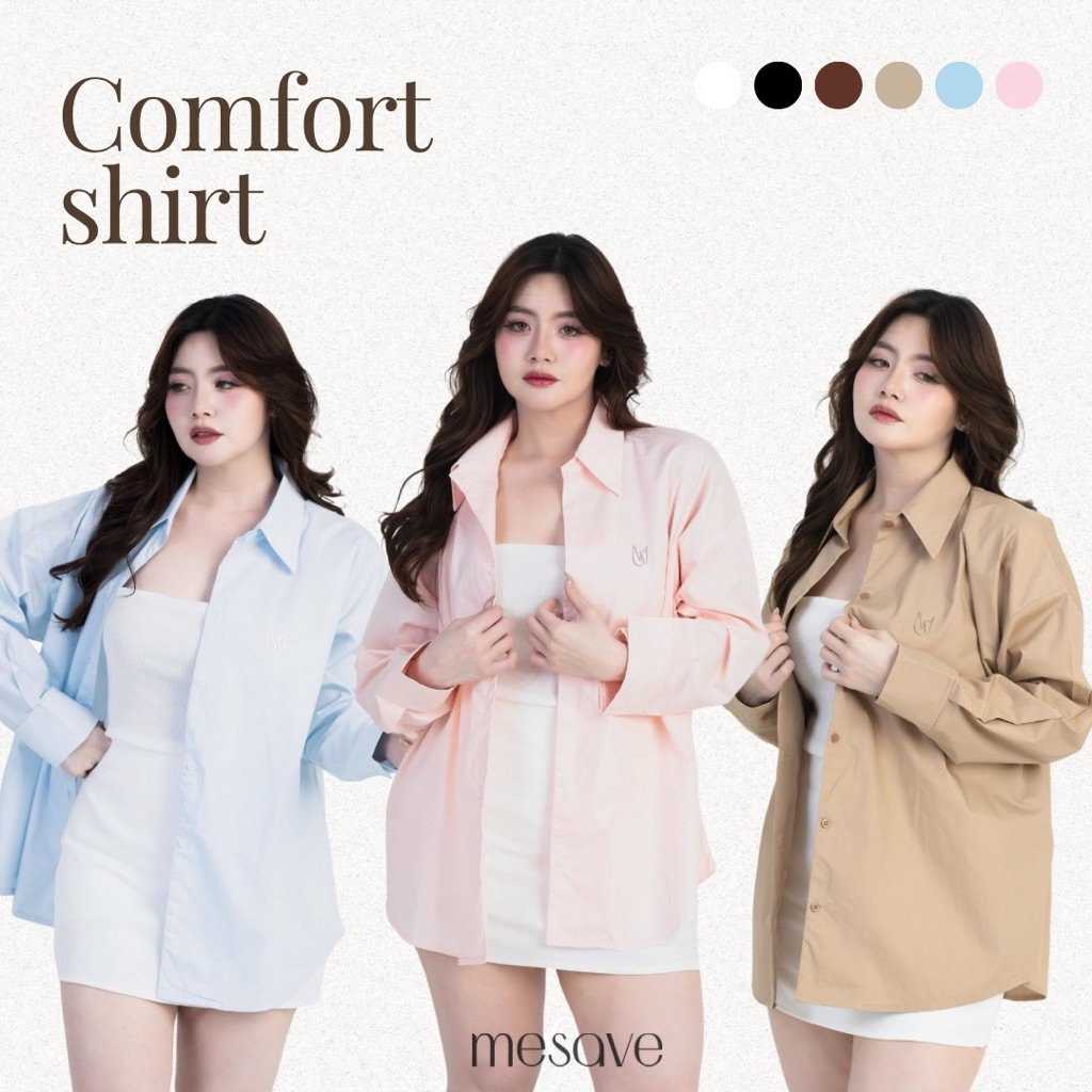COMFORT SHIRT เสื้อเชิ้ตแขนยาว ทรงโอเวอร์ไซส์ รุ่น T98 - MESAVE