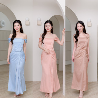 Pirunya - Long Dress 23 เดรสยาว เกาะอก Corset แขนกุด ปาดไหล่…