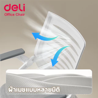 [ฟรีเบาะ]Deli เก้าอี้ทำงาน เก้าอี้สำนักงาน หมุนได้360องศา ขึ้นลง10cm เบาะเสริมสุขภาพดี Office Chair