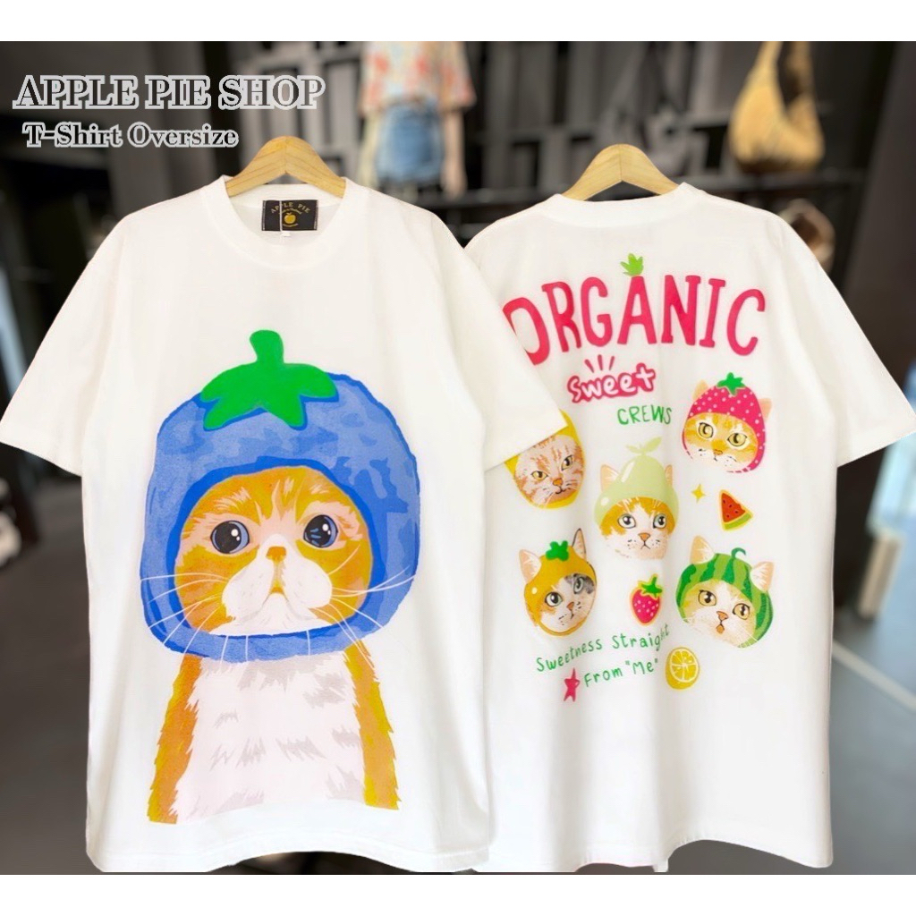 เสื้อยืดโอเวอร์ไซส์ Oversize คอตตอน100% ผ้านิ่ม สกรีนสวย ใส่สบายป้าย apple ple