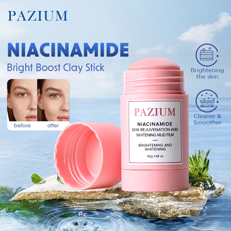 PAZIUM มาส์กโคลน มาส์กหน้าขาวใส มาส์กพืชบำรุงผิว ทำความสะอาดผิวอย่างอ่อนโยน Niacinamide Whitening Mu