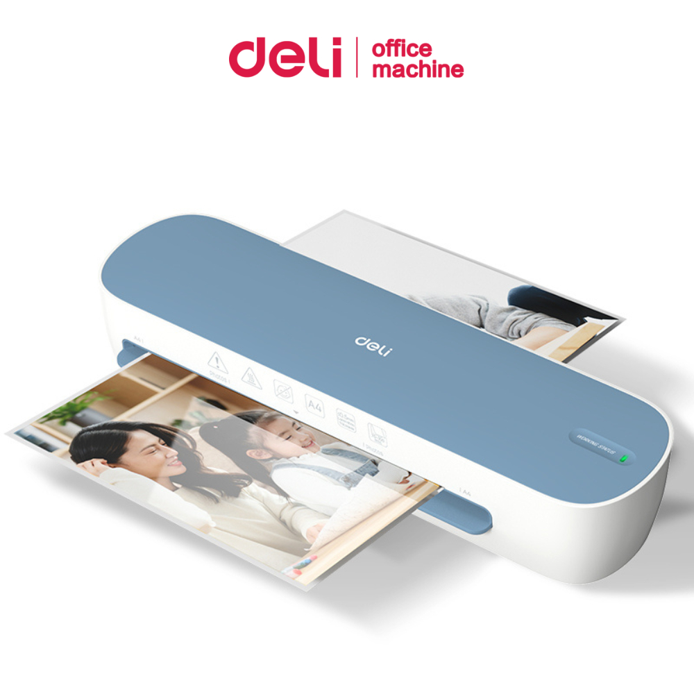 Deli เครื่องเคลือบเอกสาร A4 เคลือบไว 300mm/min อุ่นเครื่อง 5 นาที เคลือบร้อน สีสันสวยงาม Laminator