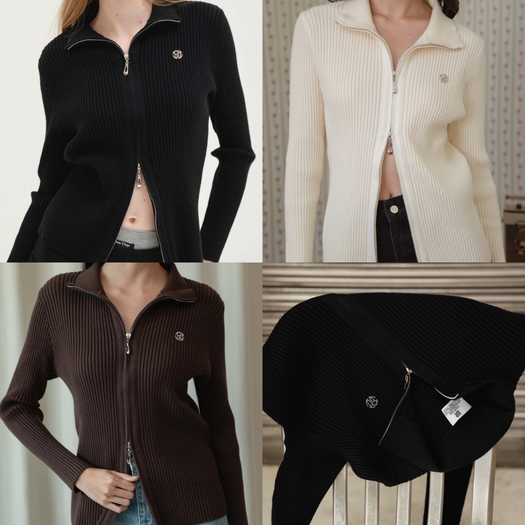 CHUUCHOP - Vivien Cardigan เสื้อคาดิแกนไหมพรมแขนยาว 2 ซิป(C8364)