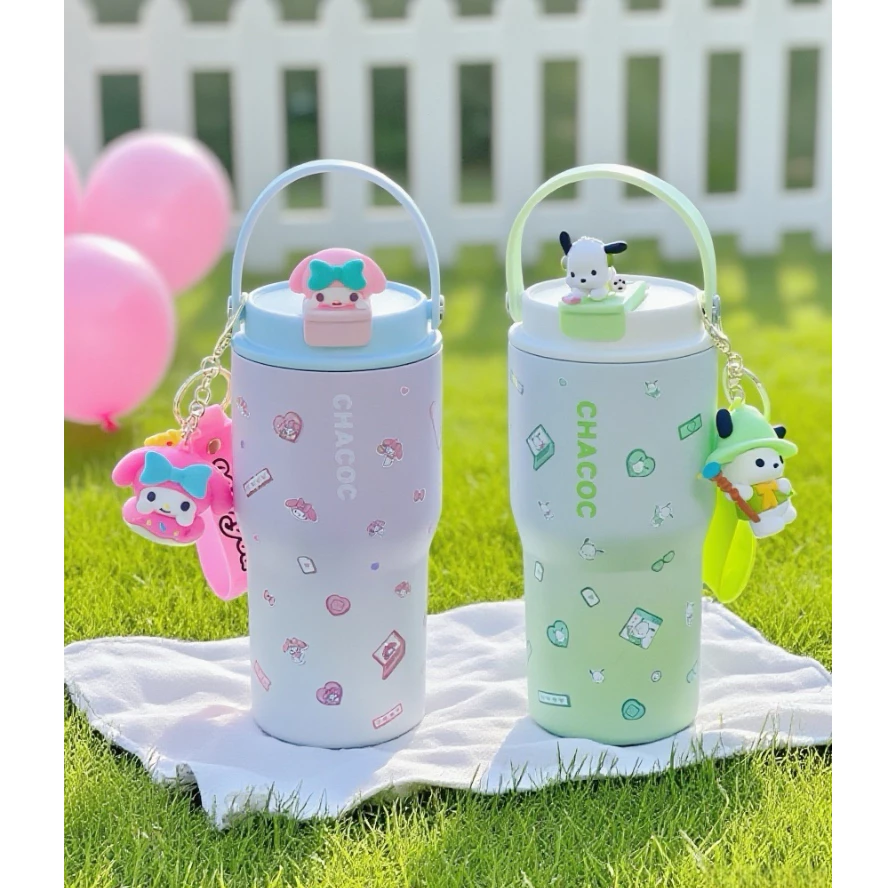 แก้วน้ำเก็บอุณหภูมิ Sanrio น่ารัก ขนาดใหญ่ 600ML/900ML แก้วน้ำเย็น-ร้อน DIY พร้อมหูหิ้ว thumbnail 10