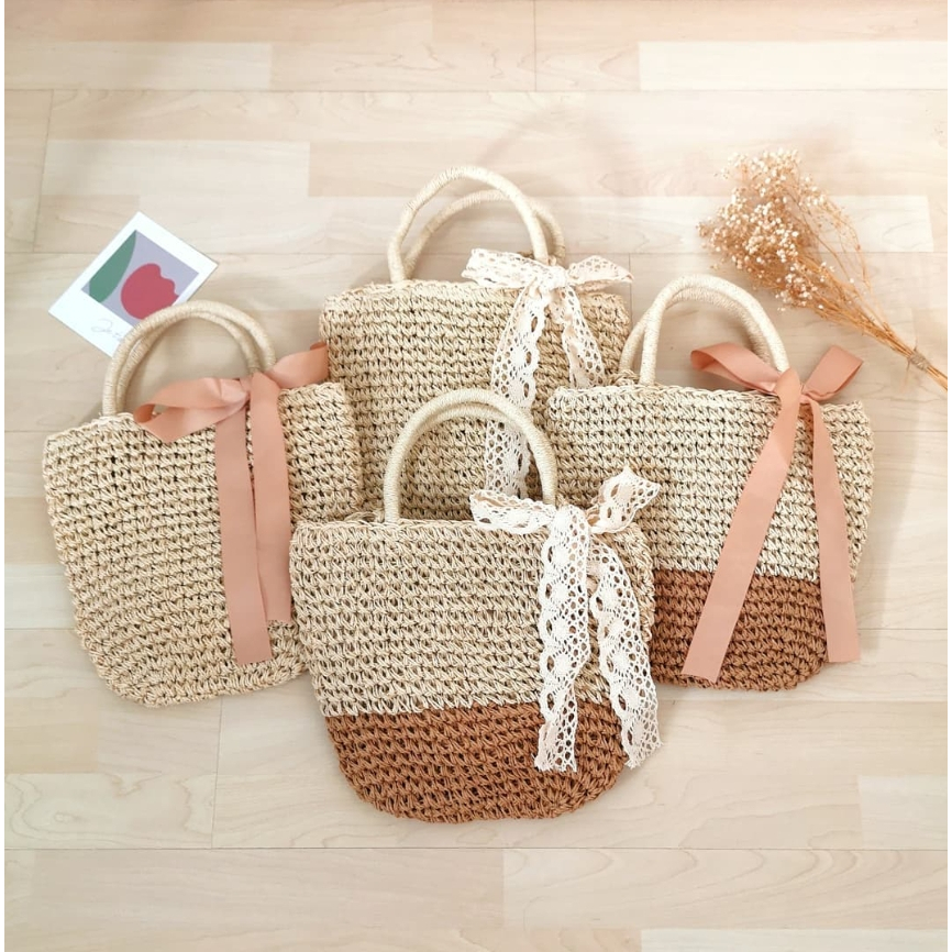 🔥กระเป๋าสาน Soft Round ของพร้อมส่ง กระเป๋าสะพายข้าง (A08)