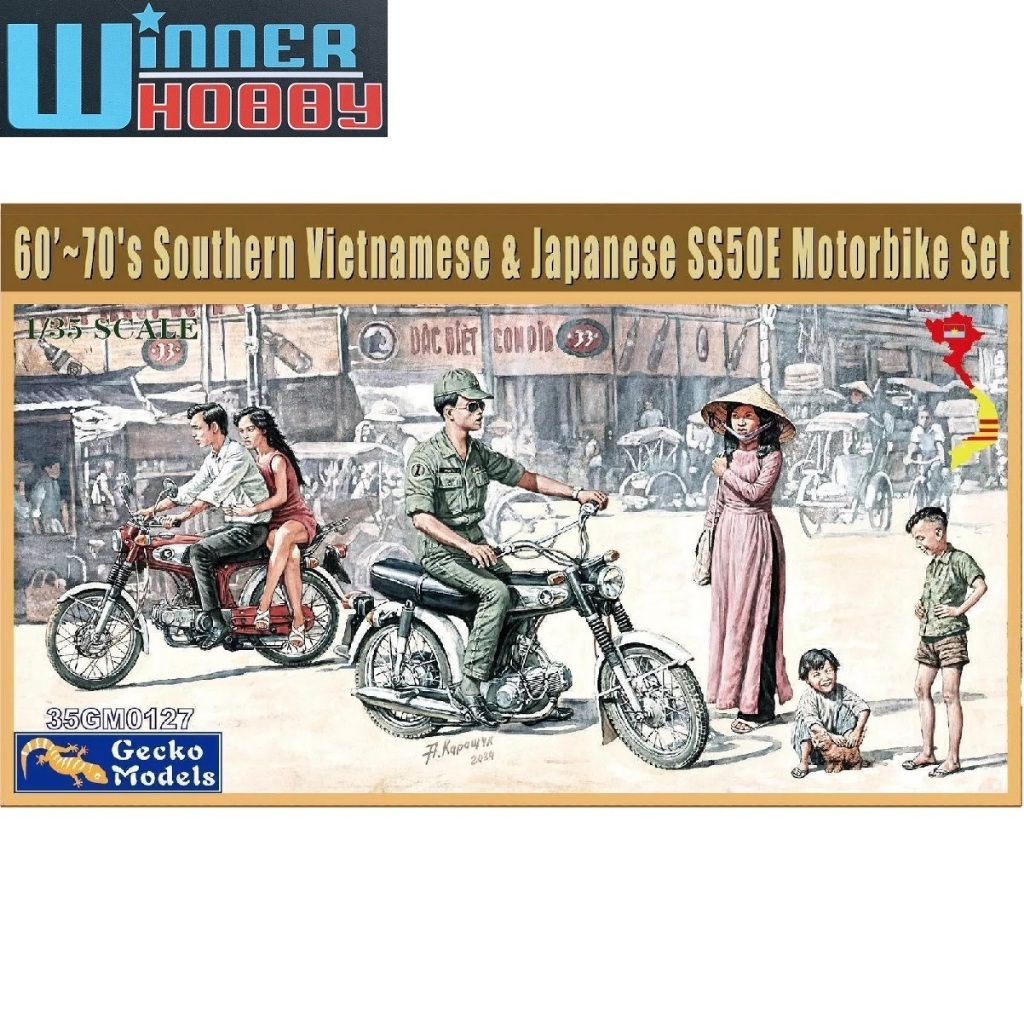 Gecko Models 35GM0127 60' - 70's Southern Vietnamese & Japanese Motorbike Set 1/35