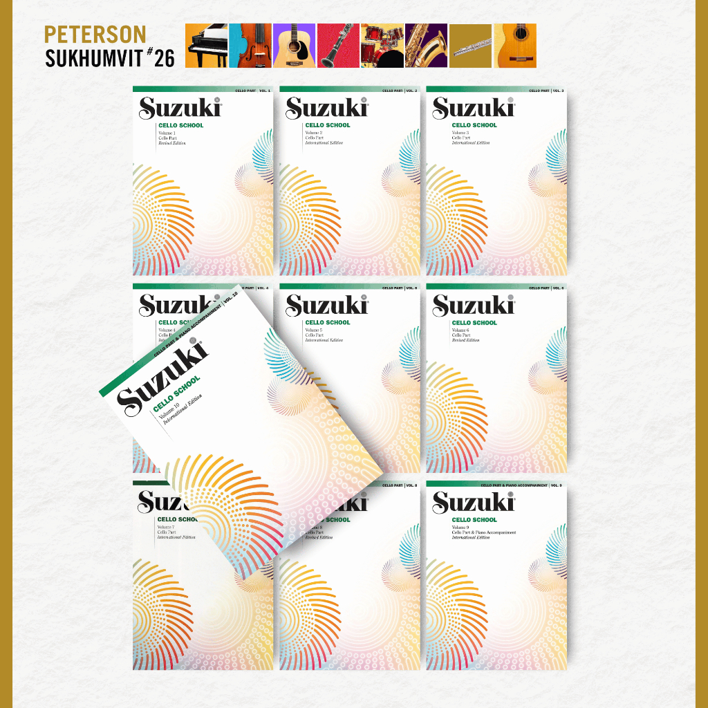 หนังสือเรียนดนตรี Suzuki Cello School, Volume 1-10 & CD - Piano Accompaniment (International Edition)