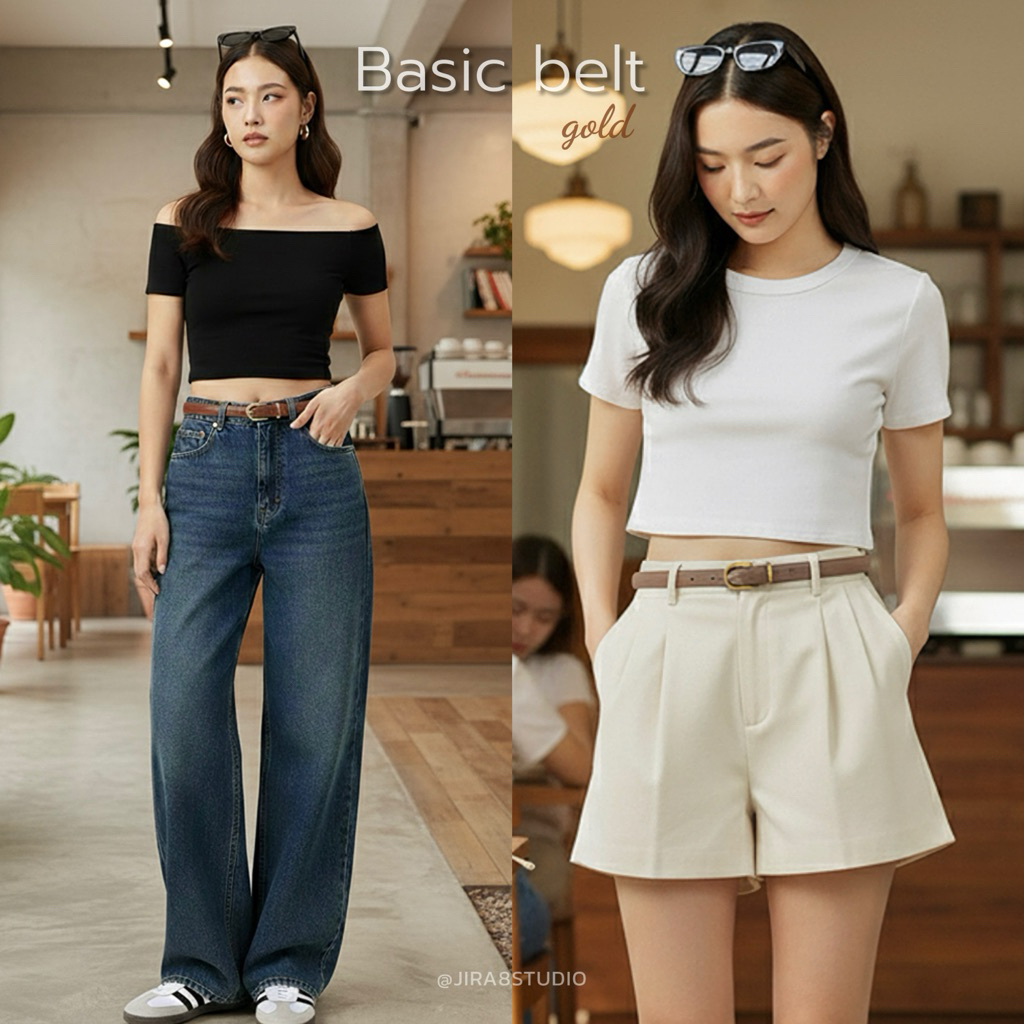 (ส่งจากไทย) เข็มขัดหนัง Basic belt  เข็มขัดอะไหล่ทอง งานพรีเมียม มี Sizeให้เลือก (เจาะรูเพิ่ม Free) รูปที่ 8
