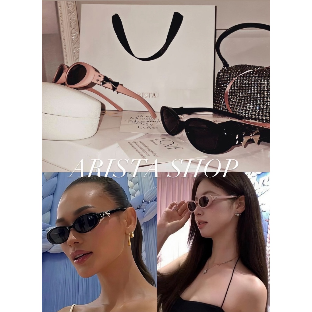 ❌พร้อมส่ง ส่งไว❌ แว่นกันแดด Jennie x Bowie (Black/Pink)