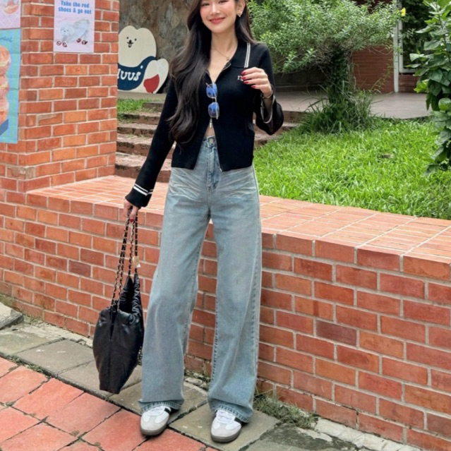 NICHARIS - กางเกงยีนส์ทรงกระบอกใหญ่ รุ่น Vogue Jeans