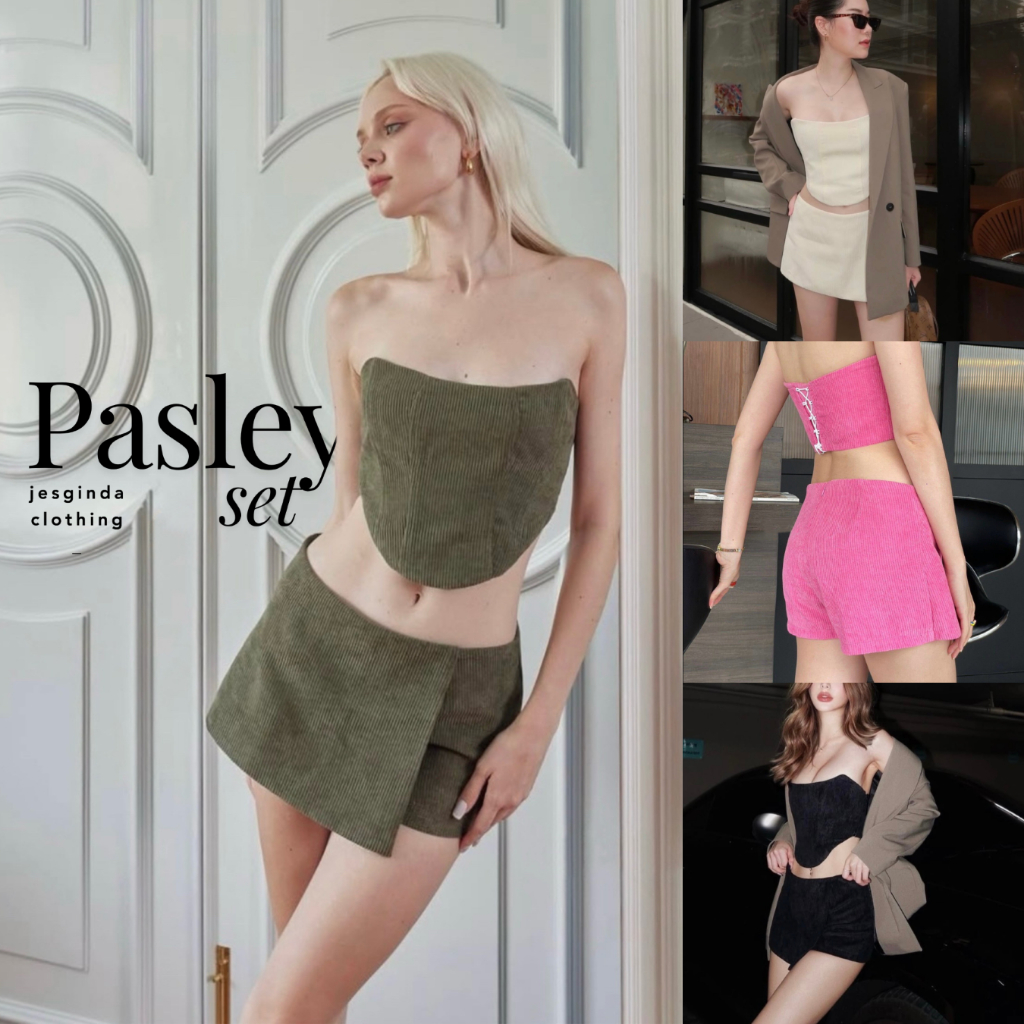 JESGINDA Pasley SET ชุดเซตลูกฟูก (เสื้อคอร์ทเซท, กระโปรงกางเกง ー ขายแยกชิ้น)