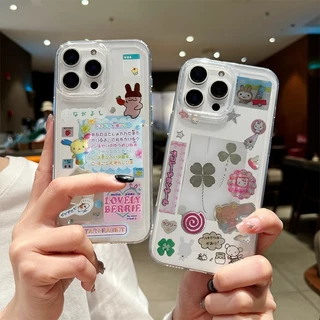 โปร่งใส จัดส่งจากประเทศไทย สไตล์ญี่ปุ่นน่ารักนุ่ม for iPhone เคสไอโฟน 11 12 13 14 15 16 PLUS PRO MAX X XS MAX XR 7/8PLUS