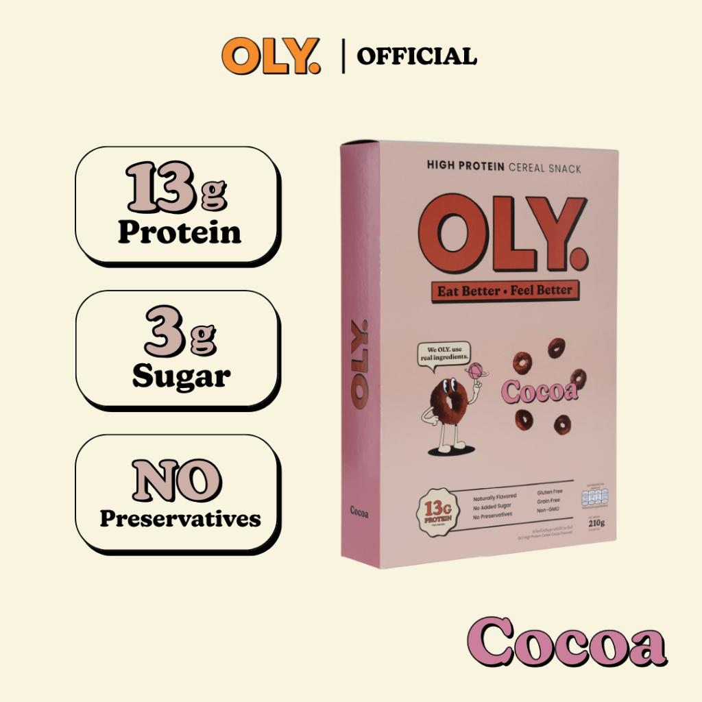 OLY. High Protein Cereal Cocoa Flavor 210 g ซีเรียลโปรตีนสูง รส โกโก้