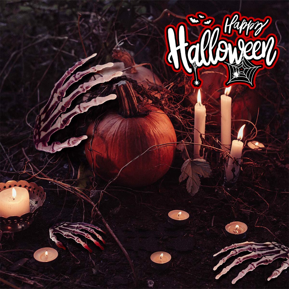 โครงกระดูกจำลองสยองน่ากลัว กระดูกมือกะโหลกปลอม ของตกแต่งฮาโลวีน Halloween Decoration /HomeUP รูปที่ 3