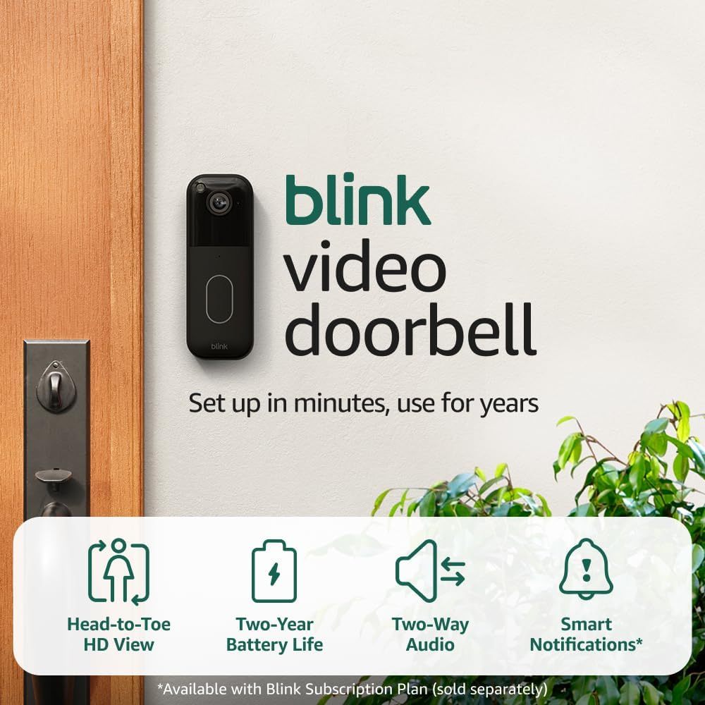 Amazon Blink Video Doorbell (newest) Head-to-toe HD view, 2-year battery life, and simple setup. Sync Module Core incl.