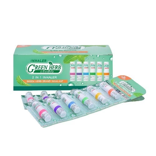 1 แผง 6 หลอด ยาดมกรีนเฮิร์บ ยาดมกลิ่นธรรมชาติ คละสีให้