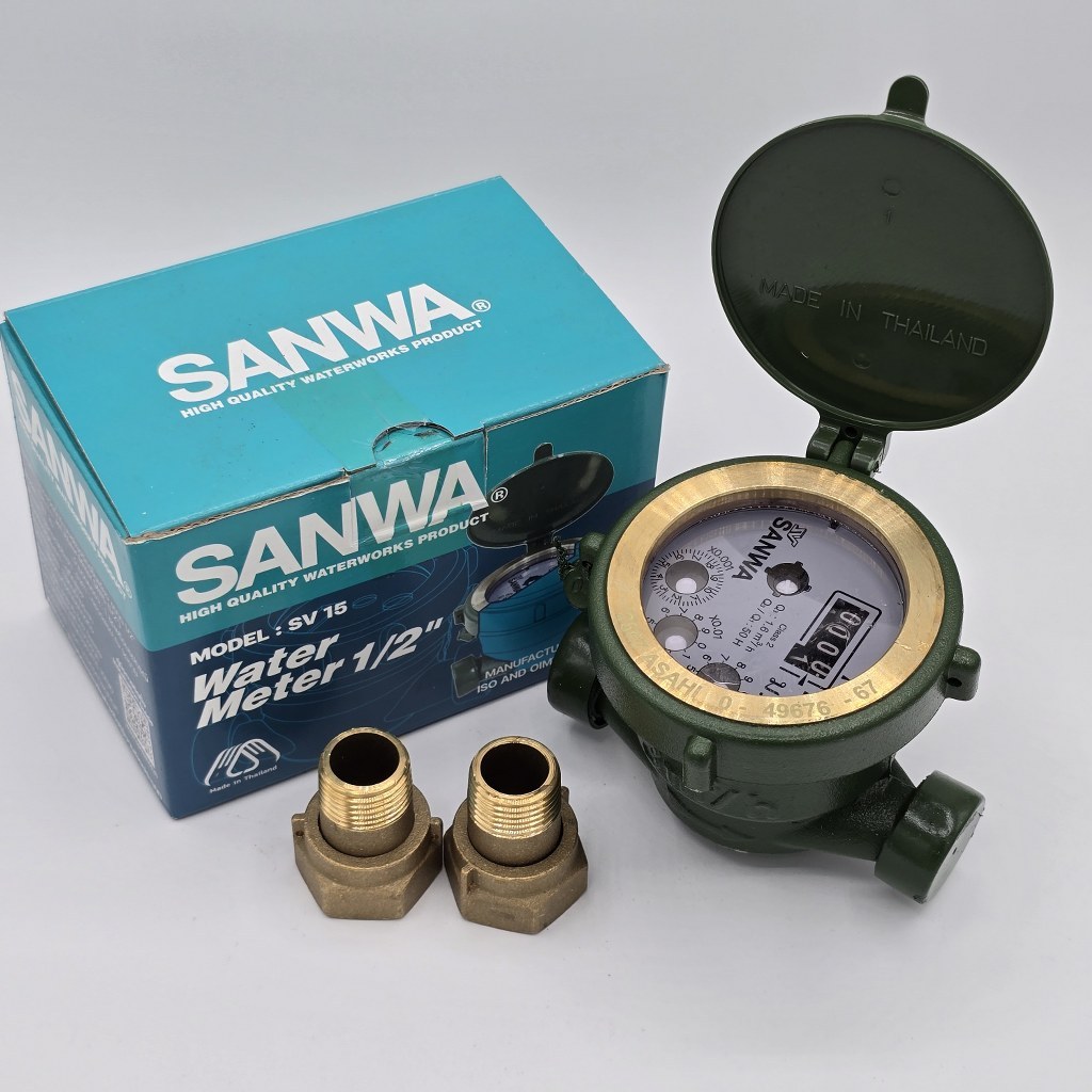 มิเตอร์น้ำ 1/2" ซันวา SANWA มิเตอร์น้ำทองเหลือง