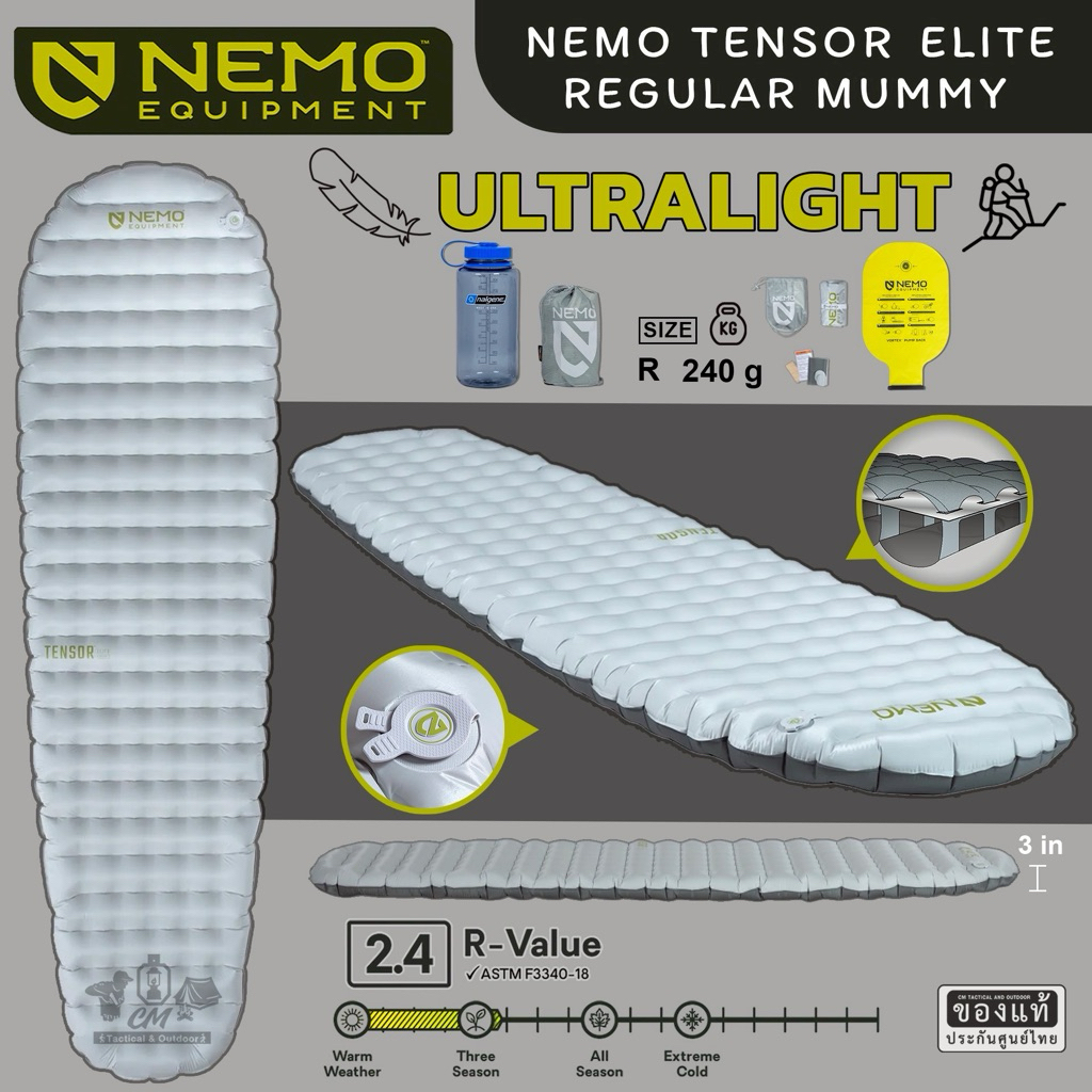 แผ่นรองนอนน้ำหนักเบา Nemo Tensor Elite mummy 2025 **มีรับประกัน 3 ปี**