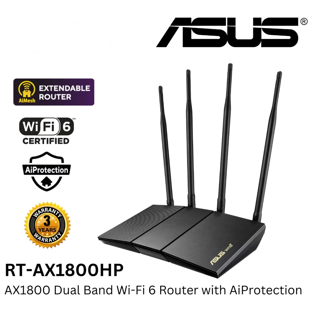 ROUTER (เร้าเตอร์) ASUS (RT-AX1800HP) Wireless AX1800 Dual Band Gigabit Wi-Fi 6