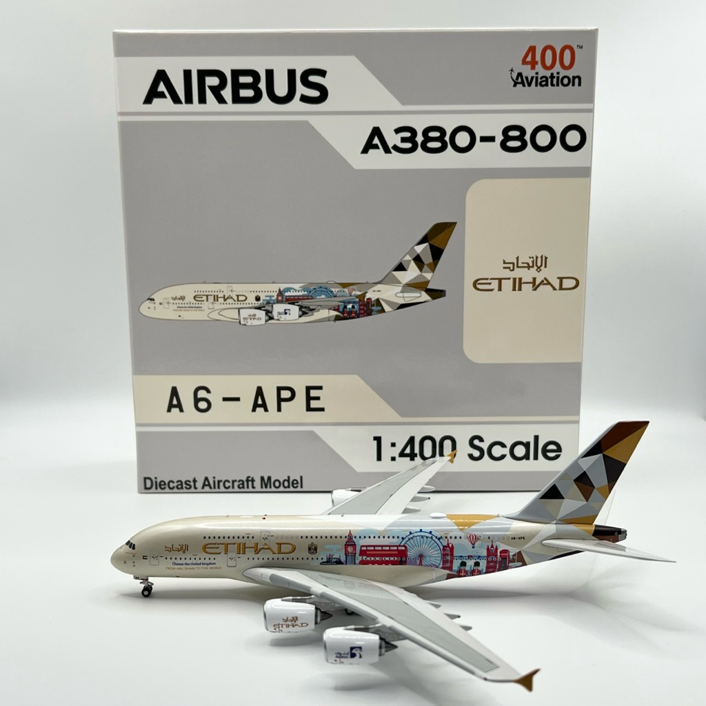 โมเดลเครื่องบิน Etihad Airways A380-800 A6-APE Aviation400 1:400 [พร้อมส่ง]