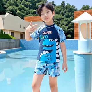 ชุดว่ายน้ำเด็กเล็กทูพีชพร้อมหมวก ชุดว่ายน้ำเด็กลายการ์ตูนน่ารักๆ ( Y09 )