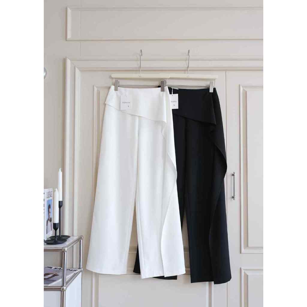 ข55 กางเกงเอวสูงแต่งระบายข้าง ทรงสวย