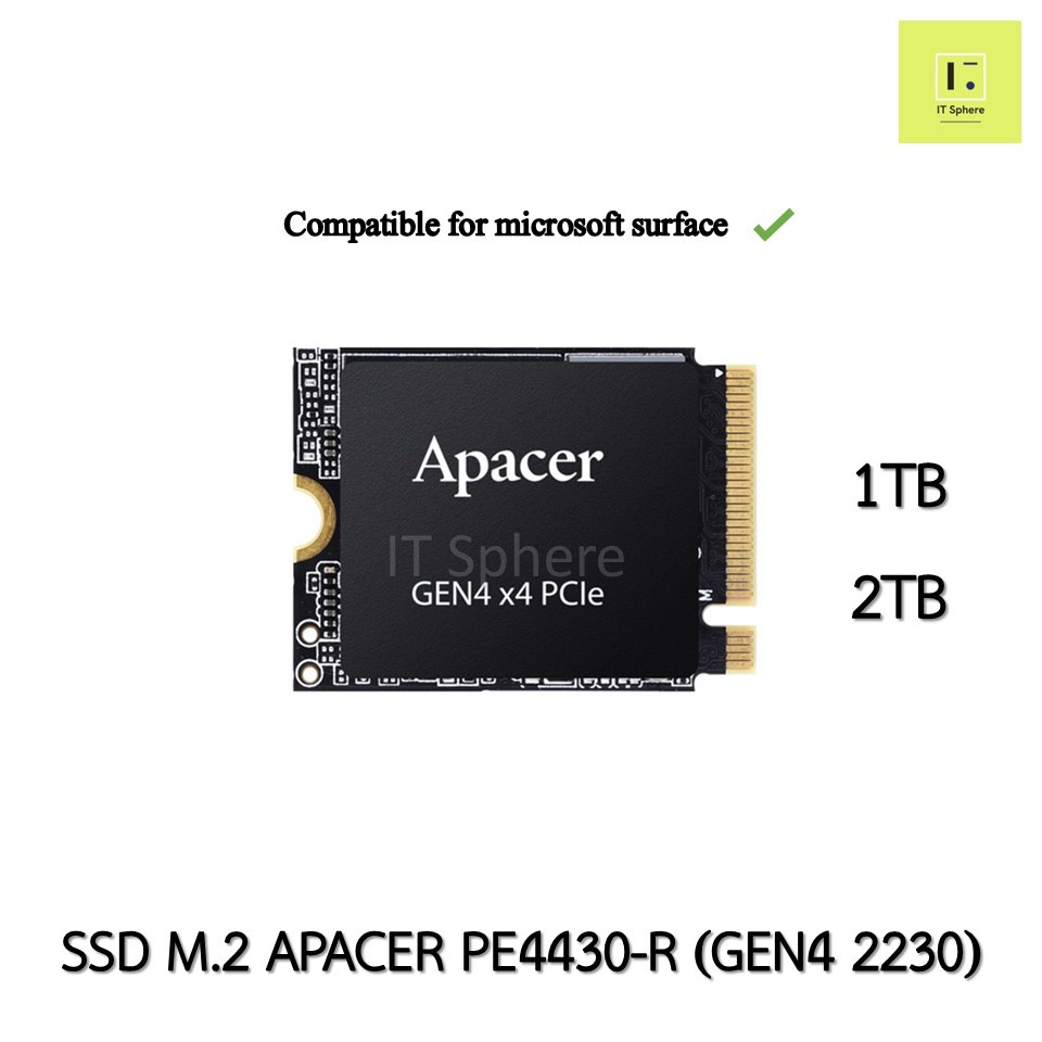 [ใส่ Surface ได้]  APACER PE4430-R 1TB 2TB ขนาด 2230 GEN4 NVMe SSD M.2 M2 PE4430 – R เอ็มดอททู ความย