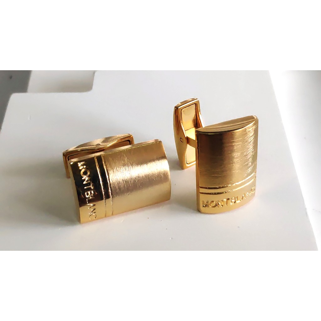Cufflinks(คัฟลิงค์) กระดุมข้อมือ MB 18k Gold Rectangle กระดุมข้อมือของขวัญผู้ชาย กระดุมสูท