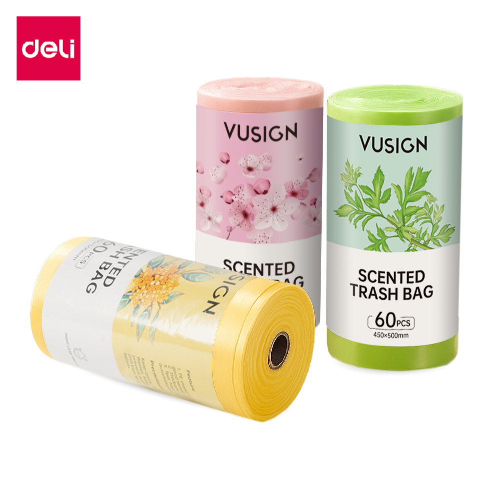 Deli ถุงขยะในครัวเรือน ถุงขยะ แบบหูหิ้ว หนา เหนียว รับน้ำหนักได้เยอะ ใช้งานอเนกประสงค์ Garbage bag