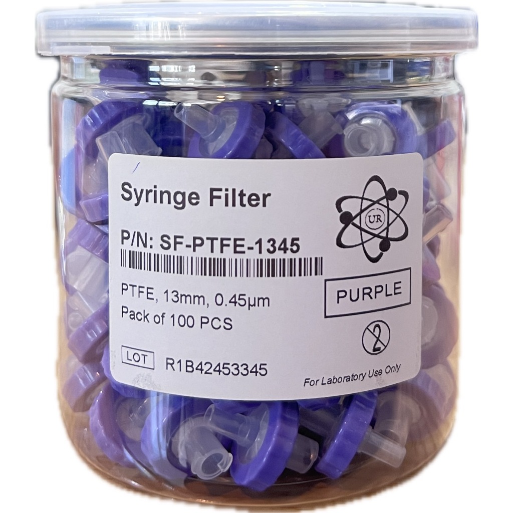 Syringe Filter PTFE Hydrophobic 13 mm 0.45 um (100/pk)
