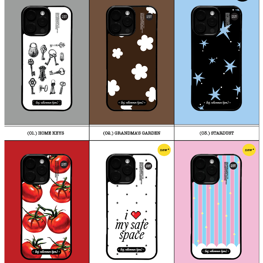 HOLLY.CASESTORE เคสไอโฟน พร้อมส่ง: HOMEBODY magnetic (🧲) matte black border case | เคสแม่เหล็กขอบดำ พิมพ์ลาย ผิวด้าน