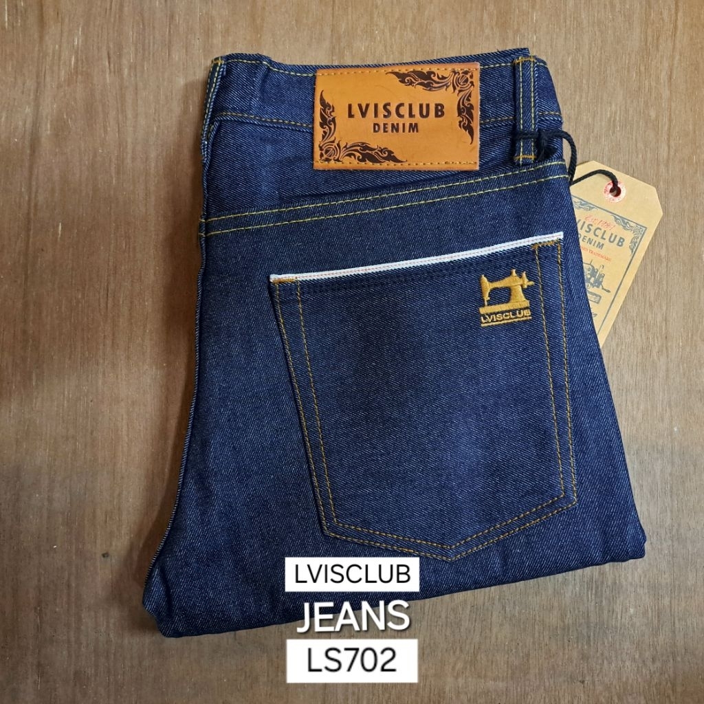 กางเกงยีนส์ริมแดงแท้ 100% ขากระบอกเล็ก ลายจักรทอง ผ้าดิบไม่ยืด มี 2สี เอว 28-40 - รูปที่ 4