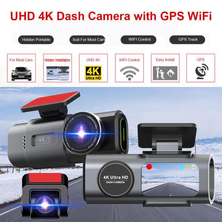 [NEW] Dash Cam 4K+2160P Full HD F+R กล้องติดรถยนต์ มุมกว้าง170 °องศา APP WiFi GPS การดูแบบเรียลไทม์ โหมดกลางค โหมดกลางคื - รูปที่ 2