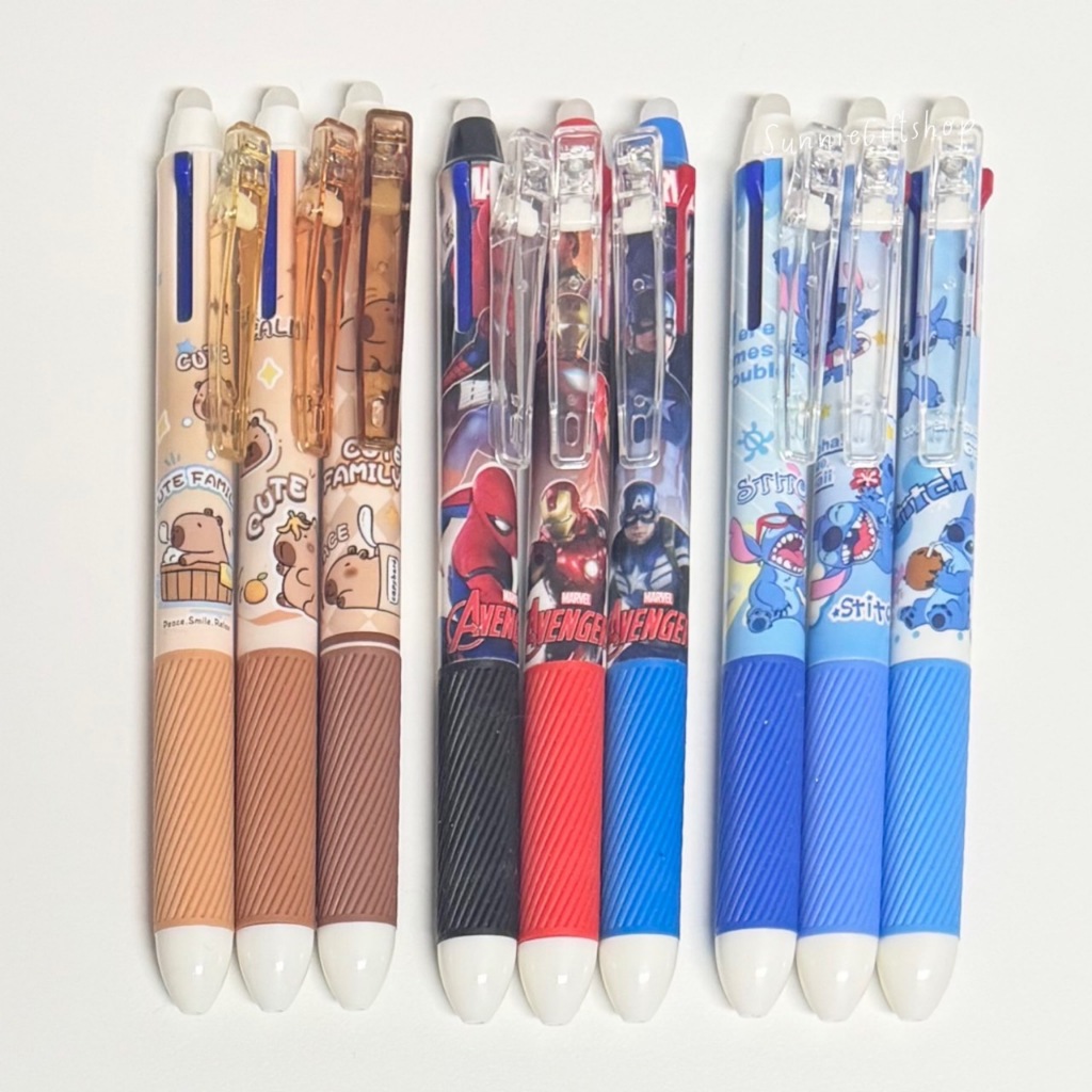 ปากกาลบได้ แบบหมึก3สี ในแท่งเดียวกัน ลายการ์ตูน